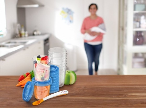 AVENT indelių su dangteliais rinkinys kūdikių maisteliui laikyti