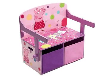 Medinė žaislų dėžė – suoliukas-staliukas Peppa Pig - Toys Plius