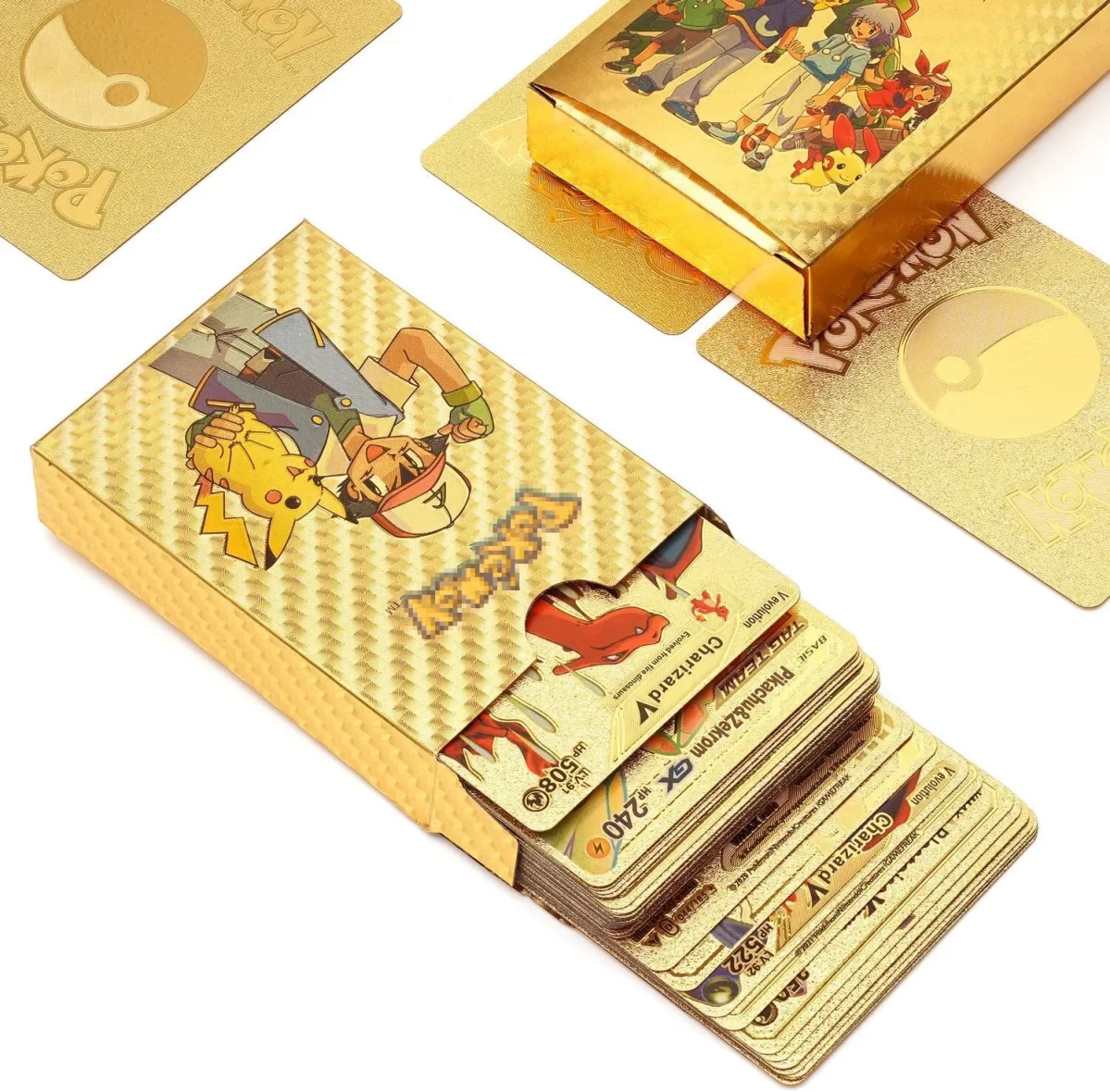 Pokemon kortos 56 vnt., auksinė kolekcija Gx Rare V serijos Vmax Rares, atsparios vandeniui
