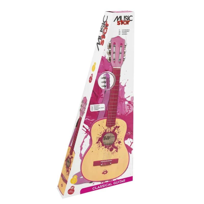 Medinė gitara ,rožinė75 cm