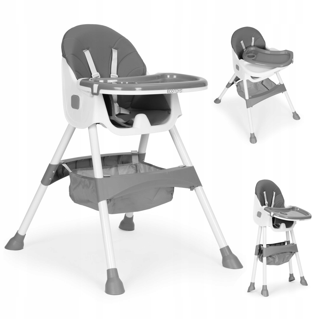 Ecotoys Maitinimo kėdutė 2in1 pilka