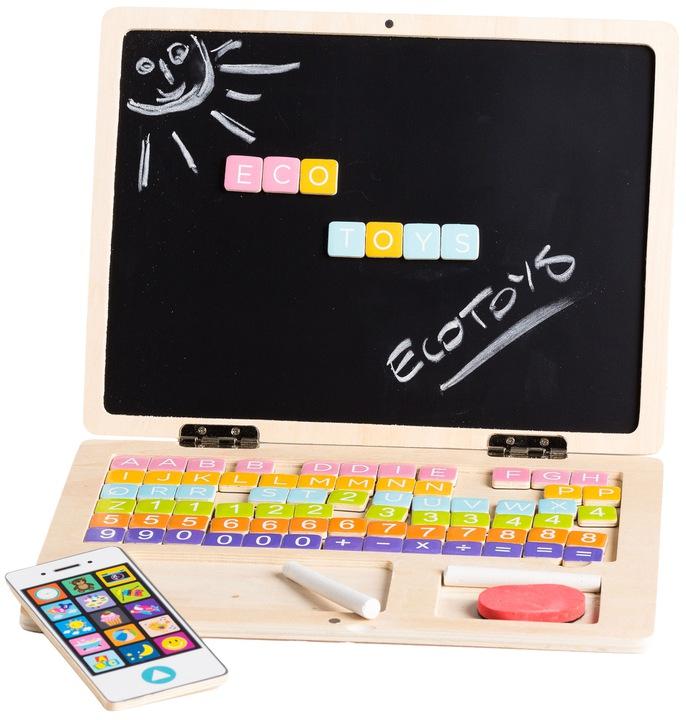 Medinė mokomoji nešiojama ECOTOYS magnetinė lenta