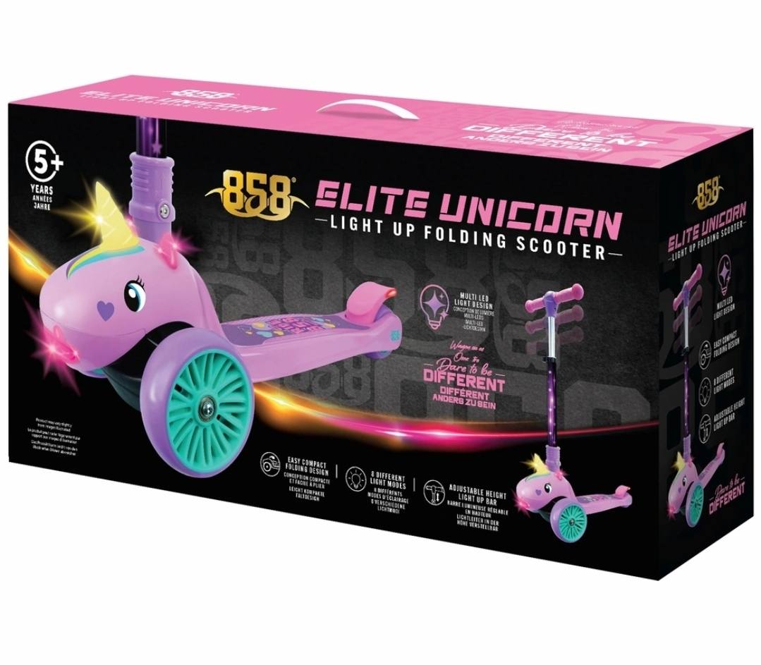Vaikiškas 3 ratų Paspirtukas Unicorn su Led šviesomis 858 Elite