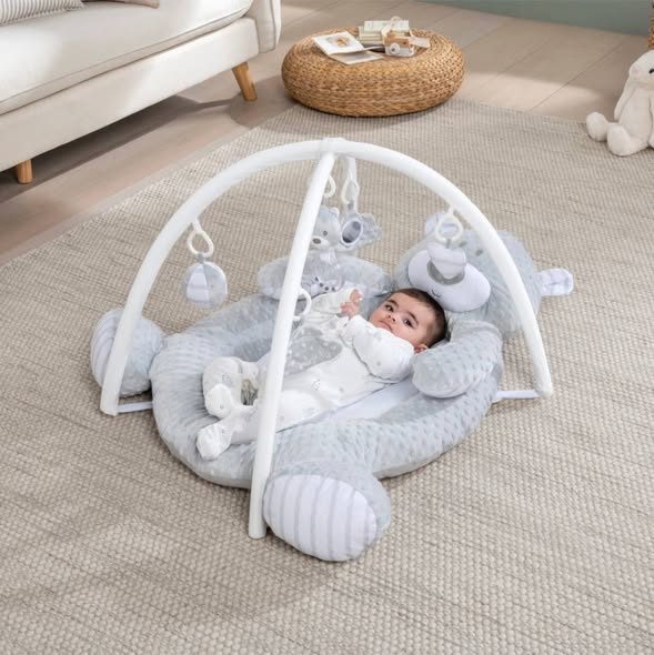 Lavinamasis žaidimų kilimėlis Little Discoveries Plush Bear Baby Gym pilkas
